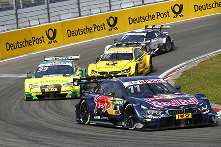 #11 Marco Wittmann; BMW M4 DTM; #99 Mike Rockenfeller; Audi RS5 DTM; #16 Timo Glock; BMW M4 DTM; #51 Nico Müller; Audi RS5 DTM<br>Foto: DTM media