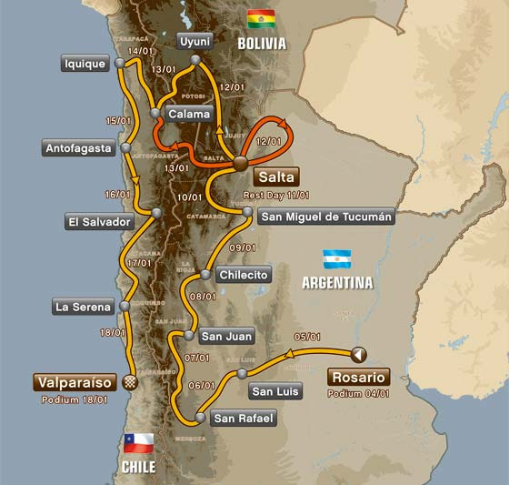 Die Route der Dakar 2014 - Grafik: Wallenwein Rallye Sport