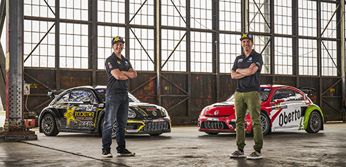 Tanner Foust (USA), Scott Speed (USA), Volkswagen Beetle GRC<br>Foto: Volkswagen Andretti Rallycross